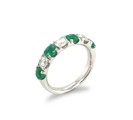 18K White Gold Emerald Band