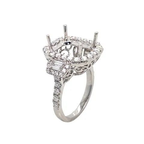 18K White Gold Semi Mount Ring