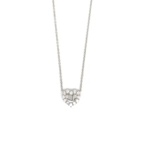 18K White Gold Diamond Heart Necklace