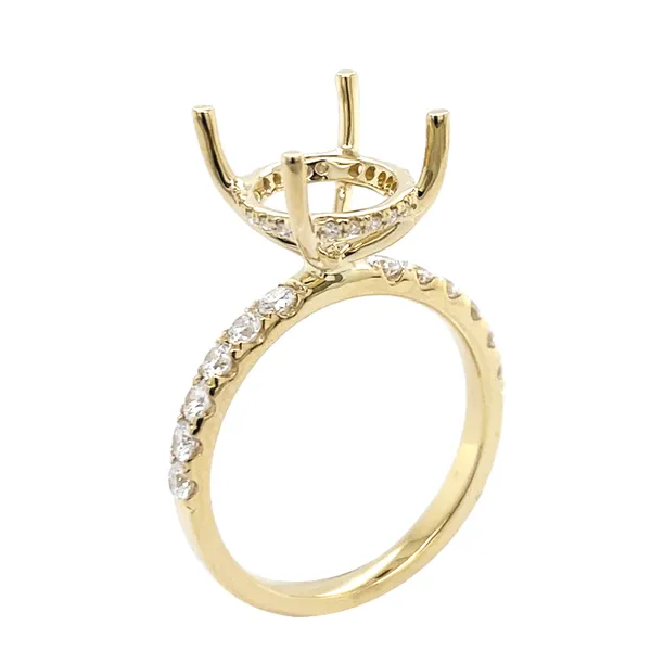 18K Yellow Gold Semi Mount Ring