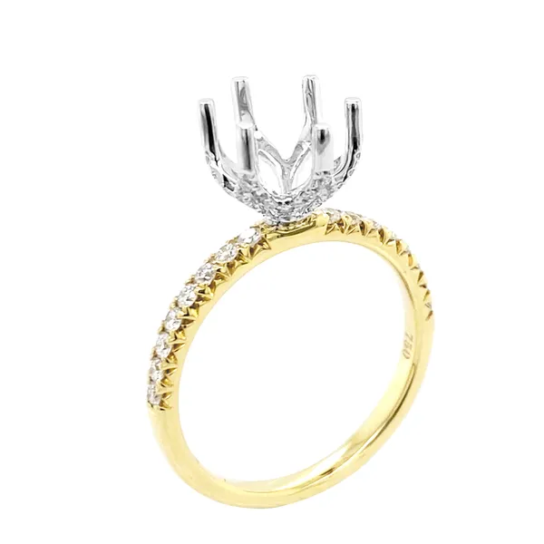 18K Two-Tone Gold Semi Mount Ring