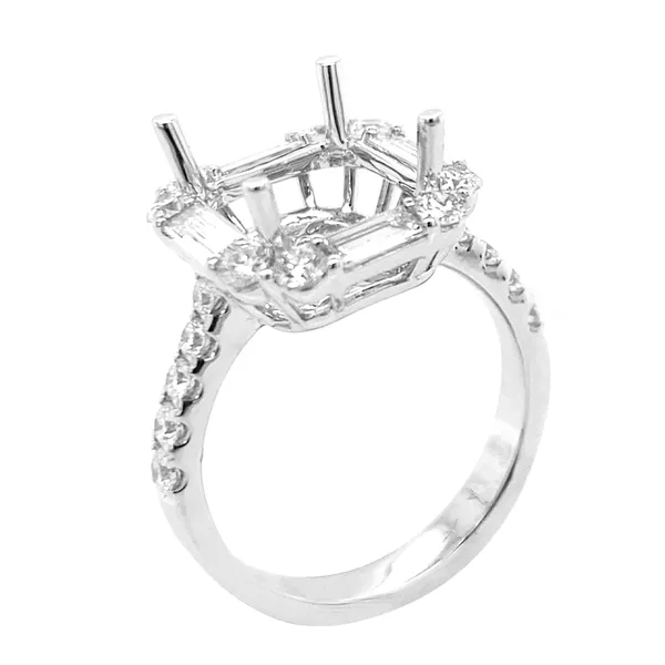 18K White Gold Semi Mount Ring