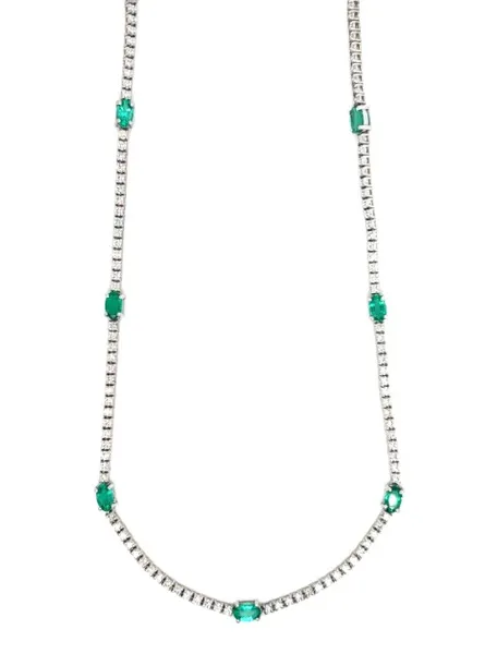 18K White Gold Emerald Necklace