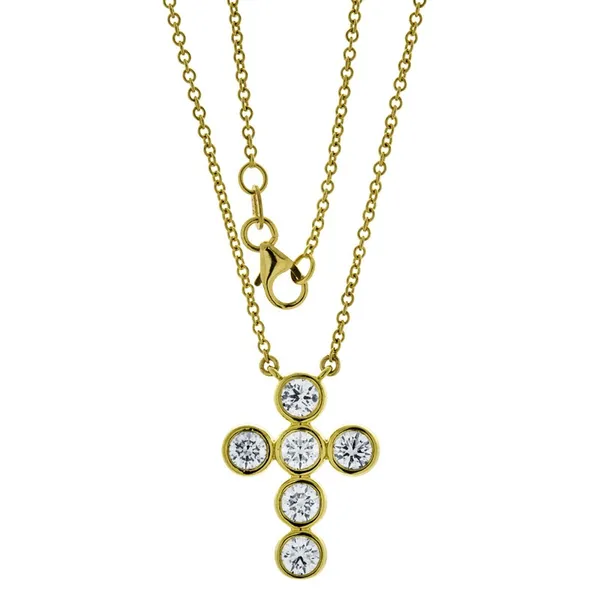 18K Yellow Gold Diamond Cross Necklace