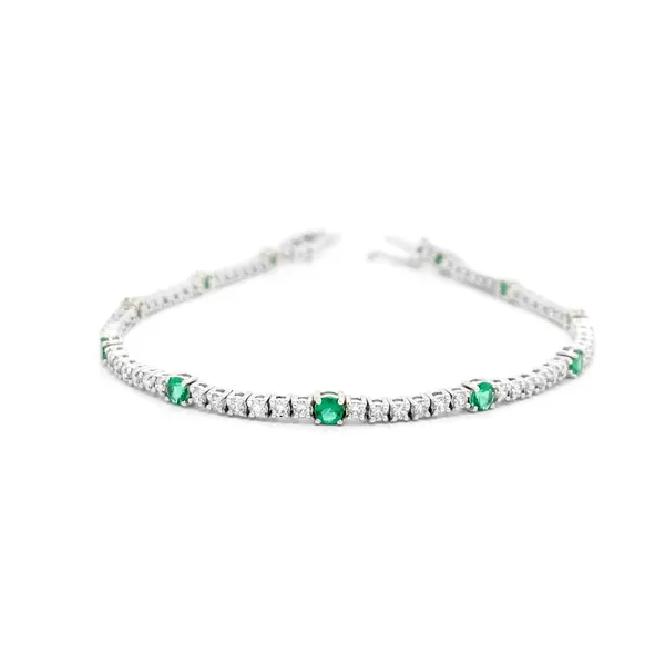 18K White Gold Emerald Bracelet