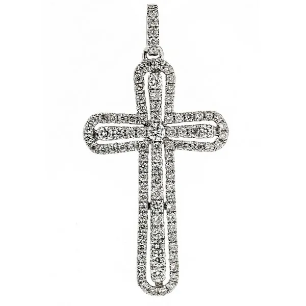 18K White Gold Diamond Cross Pendant