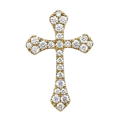 18K Yellow Gold Diamond Cross Pendant