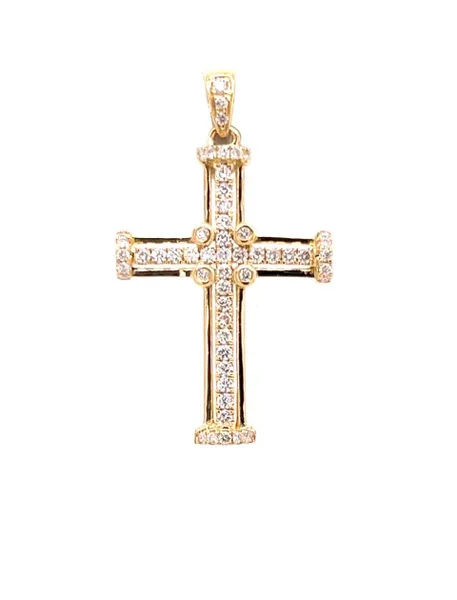 18K Yellow Gold Diamond Cross Pendant