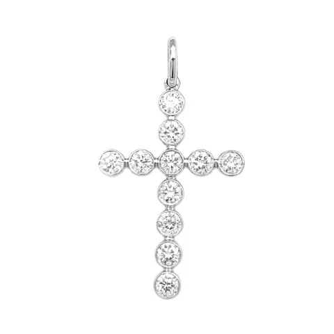 18K White Gold Diamond Cross Pendant