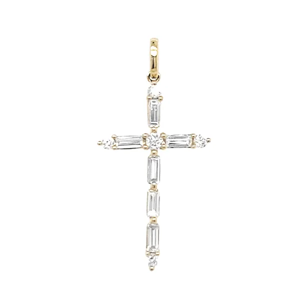 18K Yellow Gold Diamond Cross Pendant