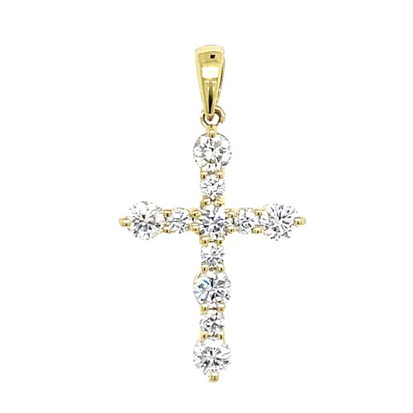 18K Yellow Gold Diamond Cross Pendant