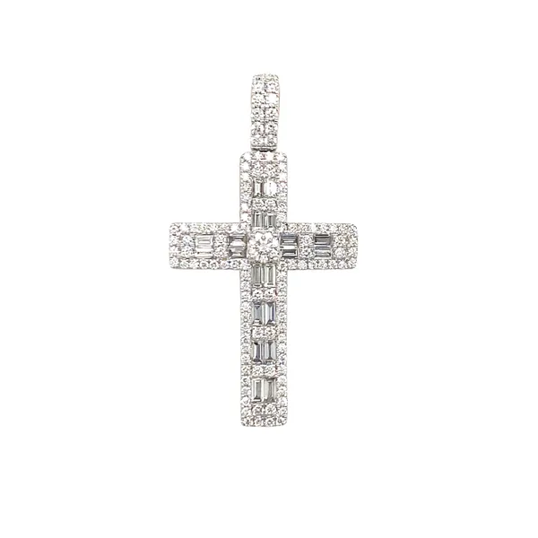 18K White Gold Diamond Cross Pendant