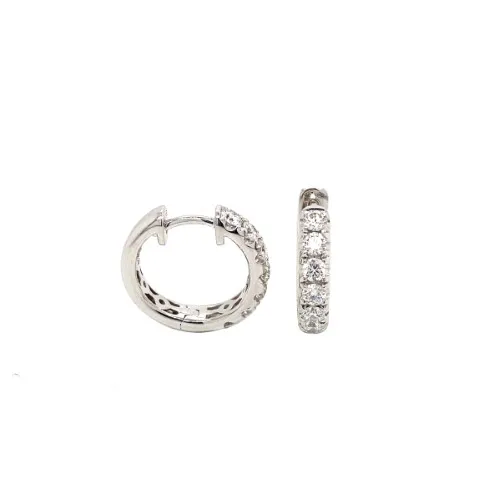 18K White Gold Huggie Earrings