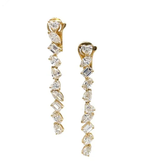 18K Yellow Gold Diamond Earrings