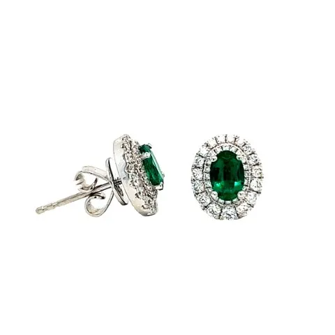 18K White Gold Emerald Earrings