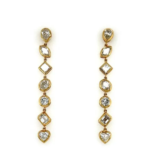 18K Yellow Gold Diamond Earrings
