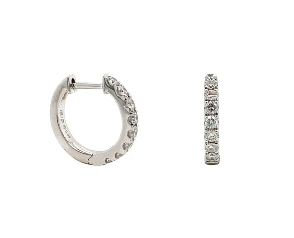 18K White Gold Huggie Earrings