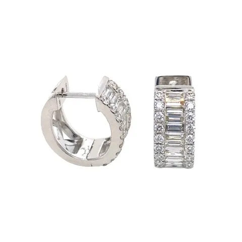18K White Gold Huggie Earrings