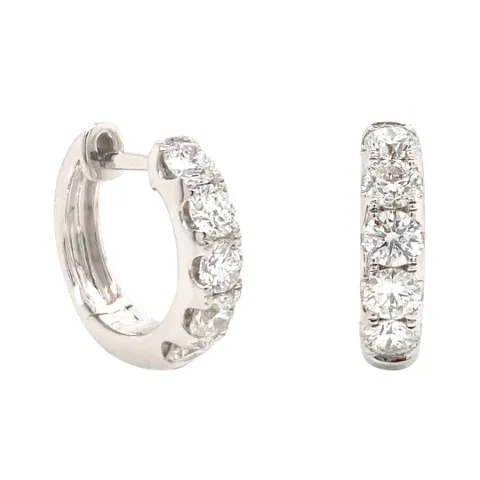 18K White Gold Huggie Earrings