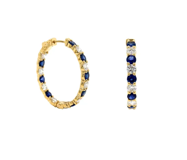 18K Yellow Gold Sapphire Earrings