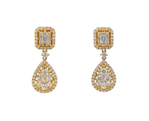 18K Yellow Gold Diamond Earrings