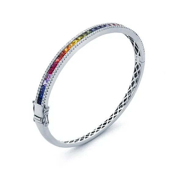 18K White Gold Fancy Sapphire Bangle