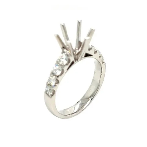 18K White Gold Semi Mount Ring
