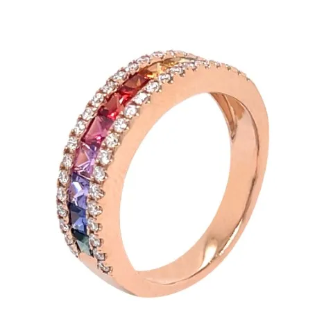 18K Rose Gold Fancy Sapphire Band