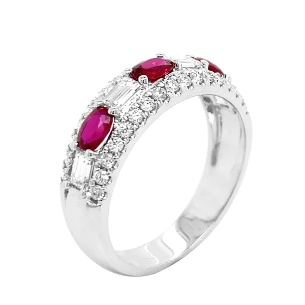 18K White Gold Ruby Band