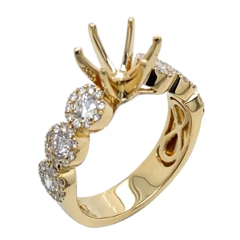 18K Yellow Gold Semi Mount Ring