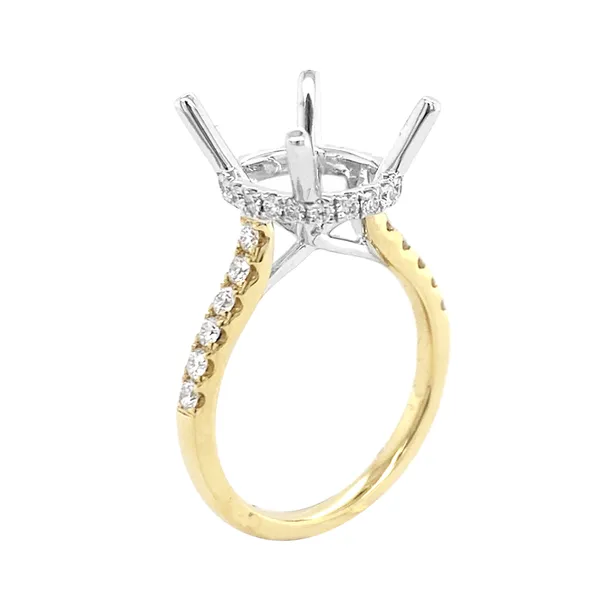 18K Two-Tone Gold Semi Mount Ring