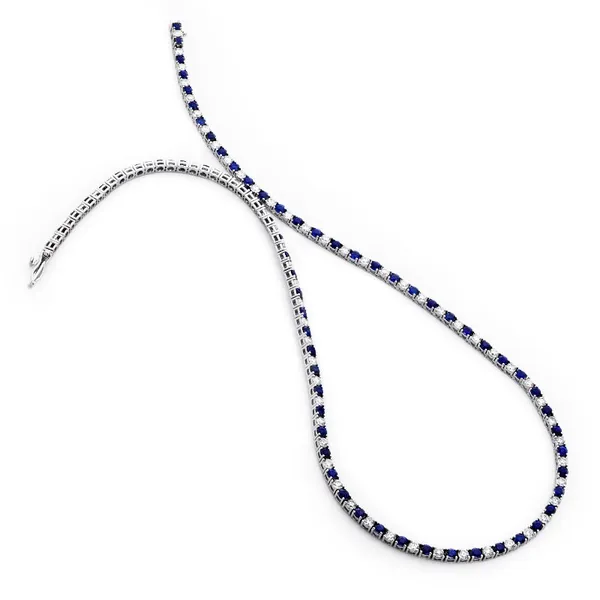 18K White Gold Sapphire Tennis Necklace