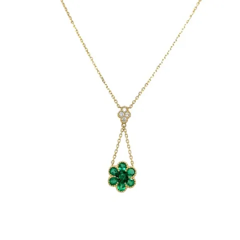 14K Yellow Gold Emerald Necklace