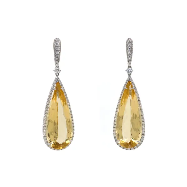 18K White Gold Yellow Beryl Earrings