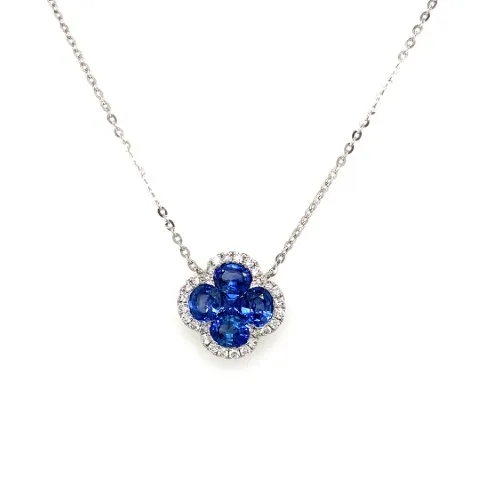 18K White Gold Sapphire Necklace