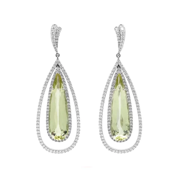 18K White Gold Green Beryl Earrings