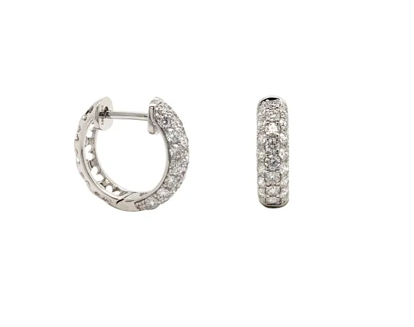 18K White Gold Huggie Earrings