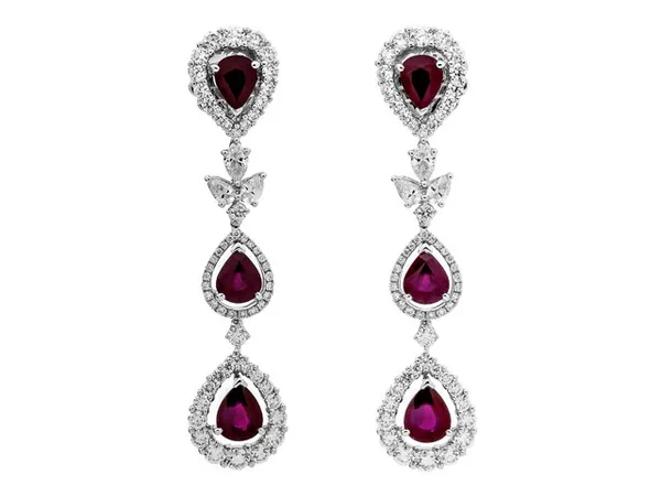 18K White Gold Ruby Earrings