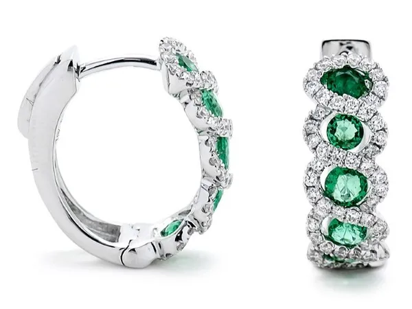 18K White Gold Emerald Earrings