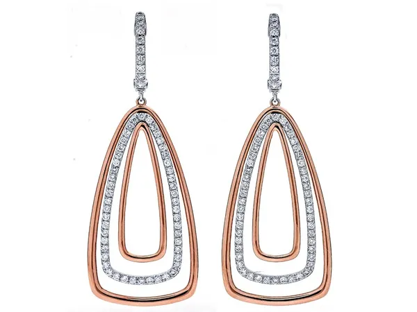 18K Two-Tone Gold Diamond Earrings