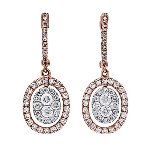 18K Two-Tone Gold Diamond Earrings