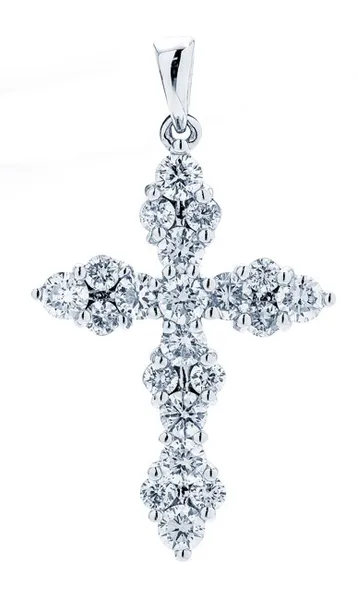 18K White Gold Diamond Cross Pendant