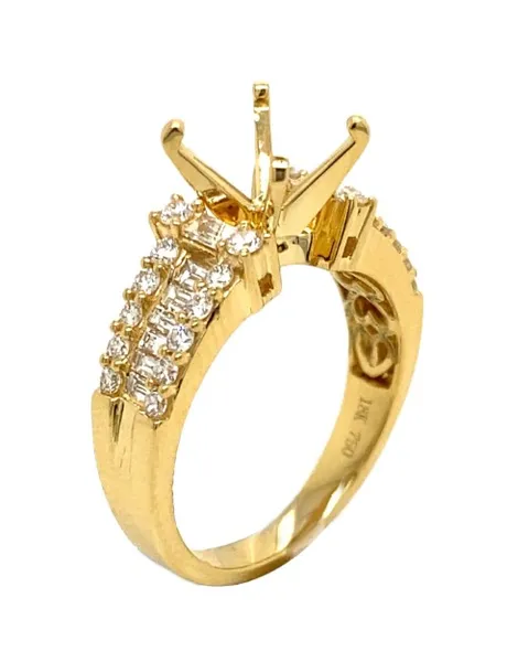 18K Yellow Gold Semi Mount Ring