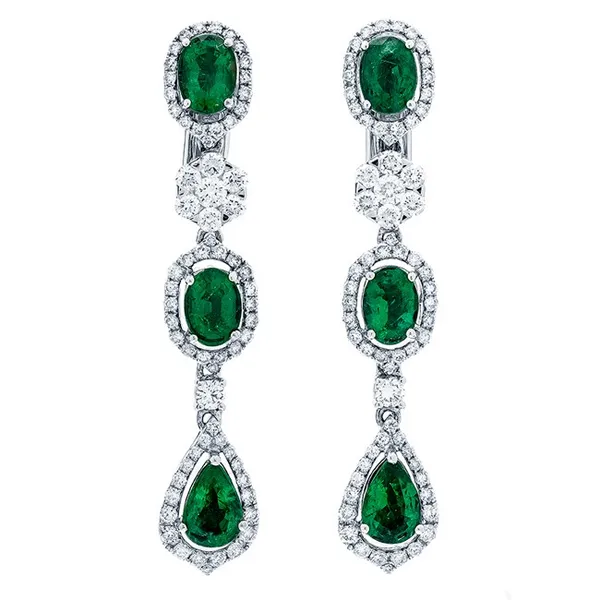 18K White Gold Emerald Earrings