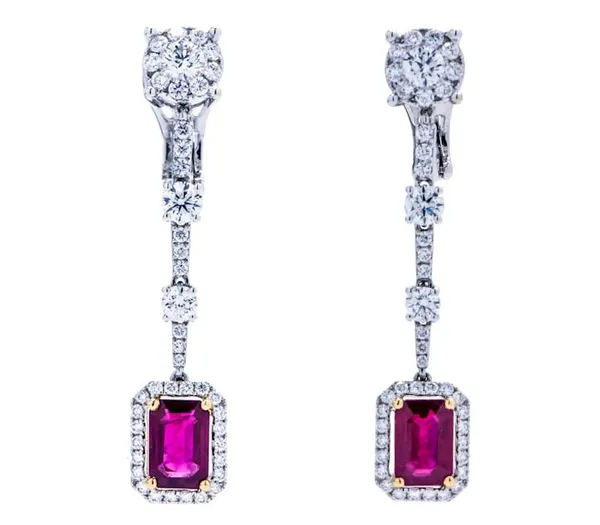 18K Two-Tone Gold Ruby Earrings