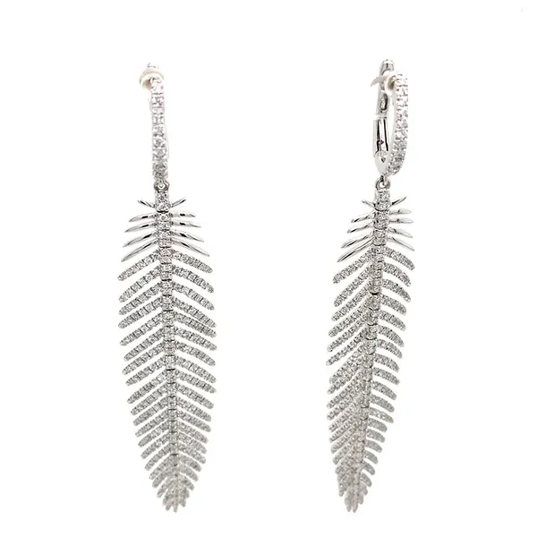 18K White Gold Feather Earrings