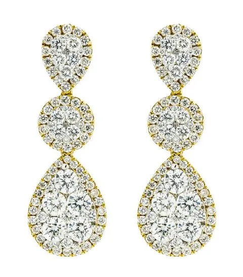 18K Yellow Gold Diamond Earrings
