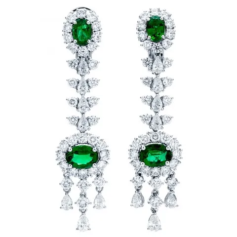 18K White Gold Emerald Earrings