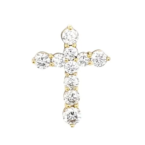18K Yellow Gold Diamond Cross Pendant