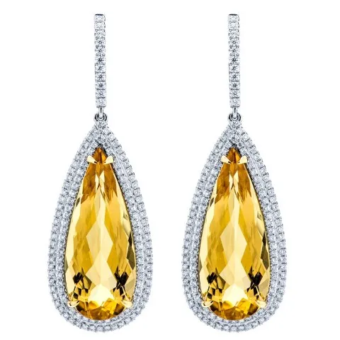 18K Two-Tone Gold Citrine Earrings